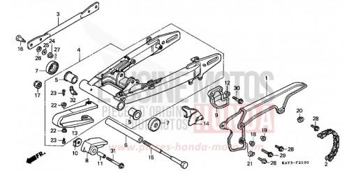 FOURCHETTE ARRIERE/CARTER DE CHAINE NX125K de 1989